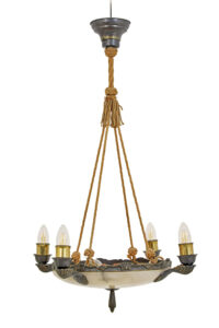 ART DECO ALABASTER 4 ARM CEILING PENDANT LIGHT