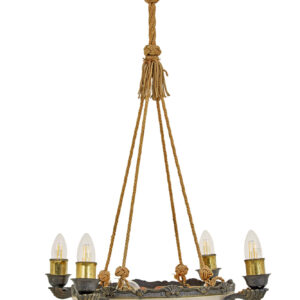 ART DECO ALABASTER 4 ARM CEILING PENDANT LIGHT