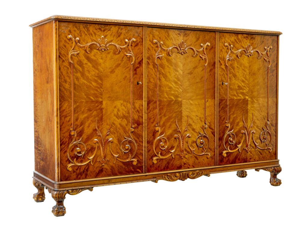 Swedish Mid 20th Century Rococo Revival Birch Sideboard