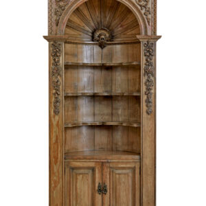 MID 18TH CENTURY CARVED PINE DOME TOP FITTED CABINET