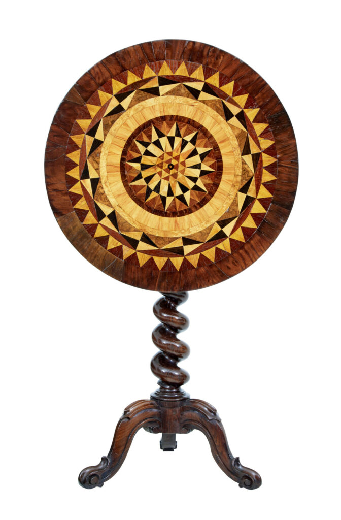 19th Century Walnut Inlaid Tilt Top Occasional Table — image 3