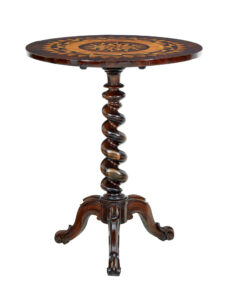 19TH CENTURY WALNUT INLAID TILT TOP OCCASIONAL TABLE