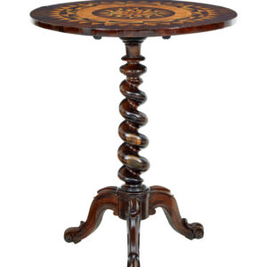 19TH CENTURY WALNUT INLAID TILT TOP OCCASIONAL TABLE