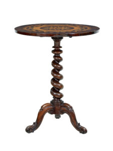 19th Century Walnut Inlaid Tilt Top Occasional Table — thumbnail 7