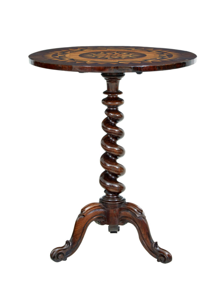 19th Century Walnut Inlaid Tilt Top Occasional Table — image 7