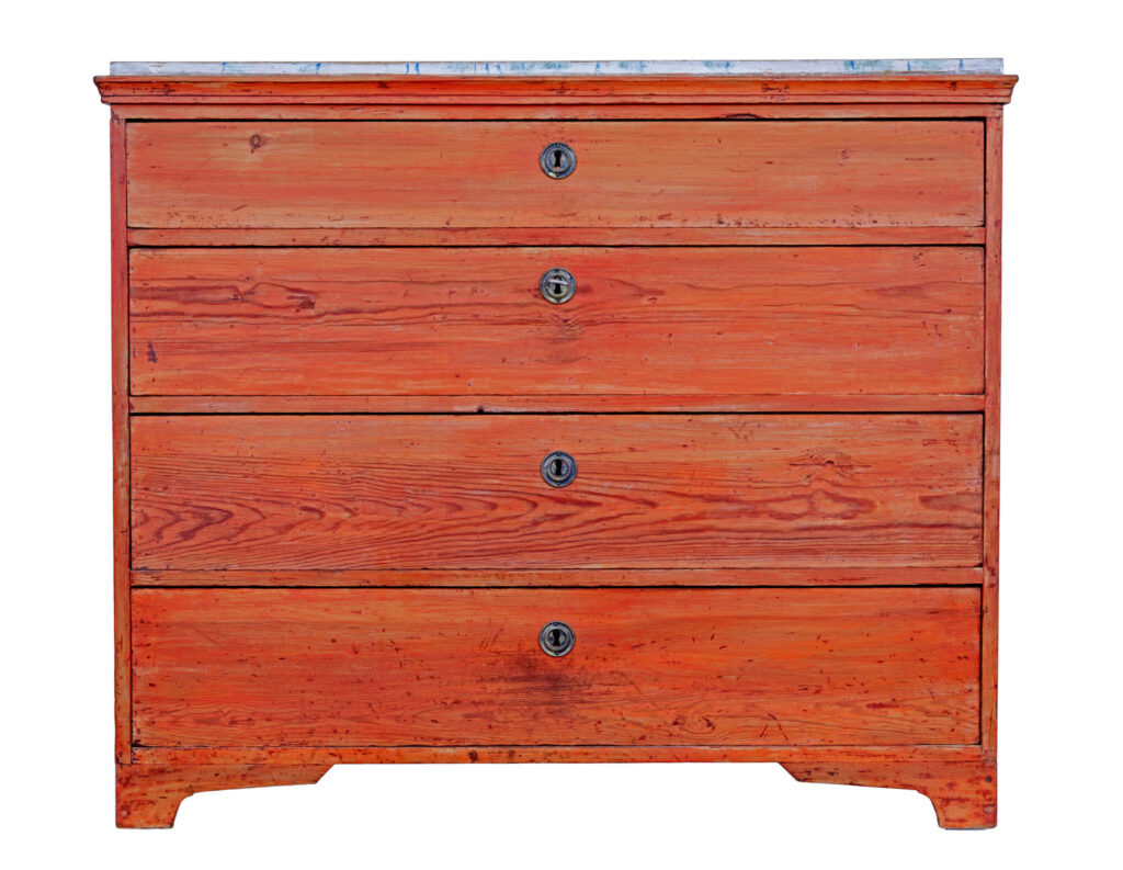 Swedish Early 19th Century Hand Painted Pine Chest of Drawers — image 6