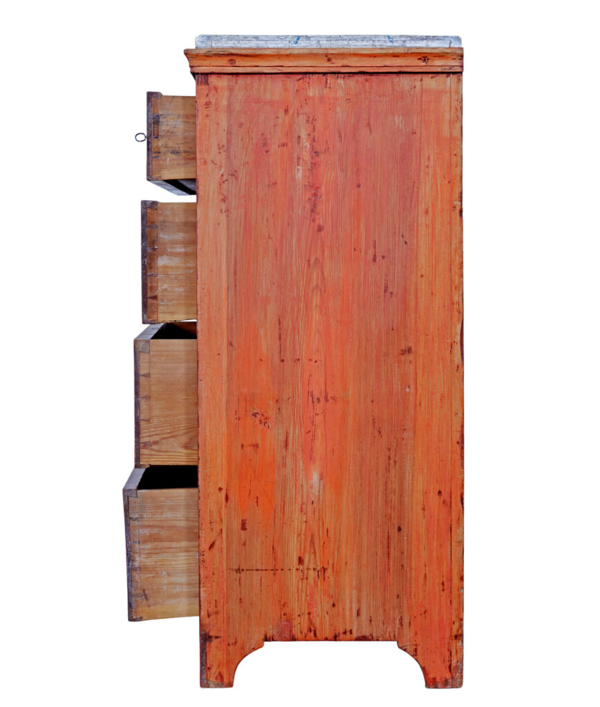 Swedish Early 19th Century Hand Painted Pine Chest of Drawers — image 4