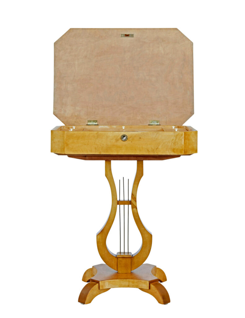 19th Century Swedish Birch Lyre Shaped Occasional Table — image 8
