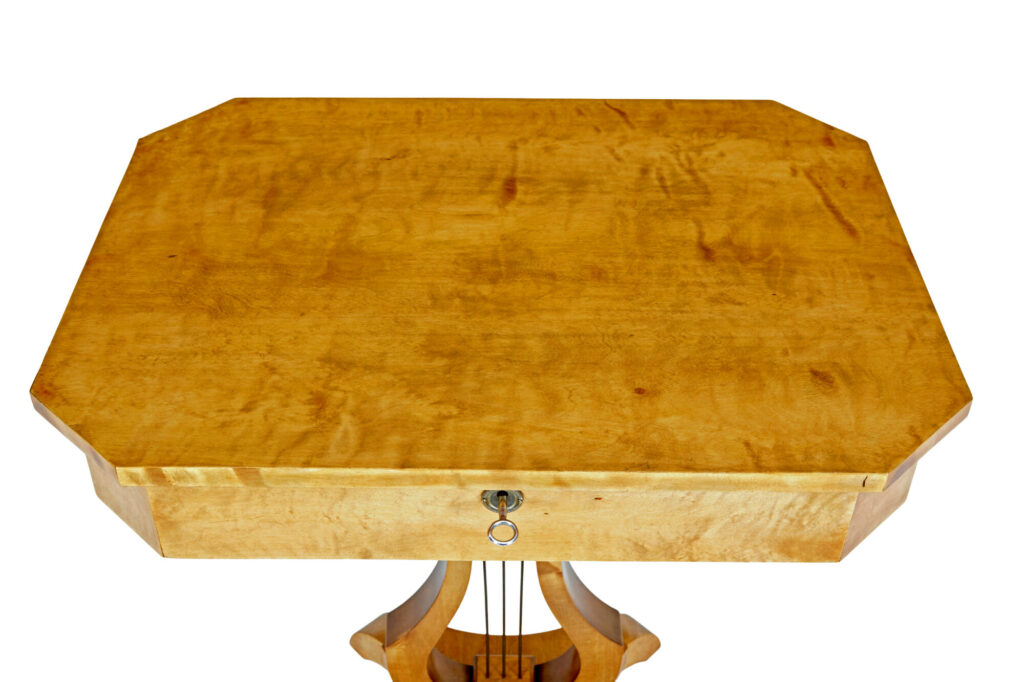 19th Century Swedish Birch Lyre Shaped Occasional Table — image 4