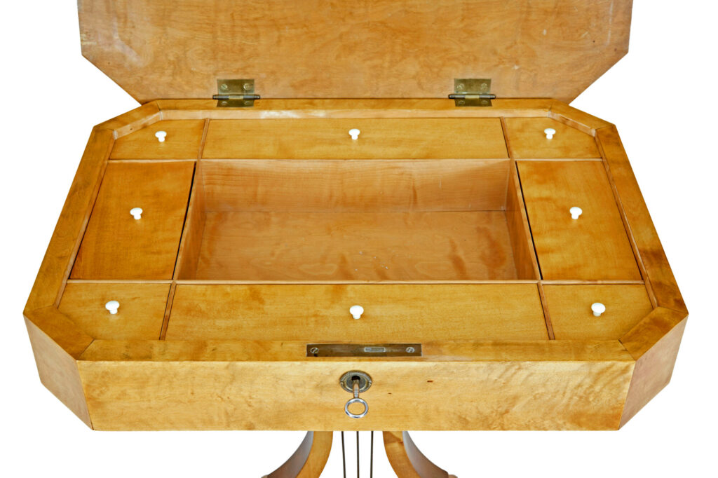19th Century Swedish Birch Lyre Shaped Occasional Table — image 3