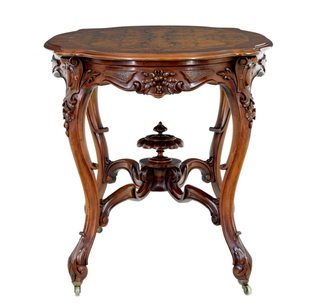 19th Century Carved Walnut Occasional Table — image 8