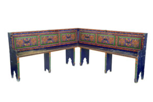 19th Century Hand Painted Folk Art Corner Seat — thumbnail 2