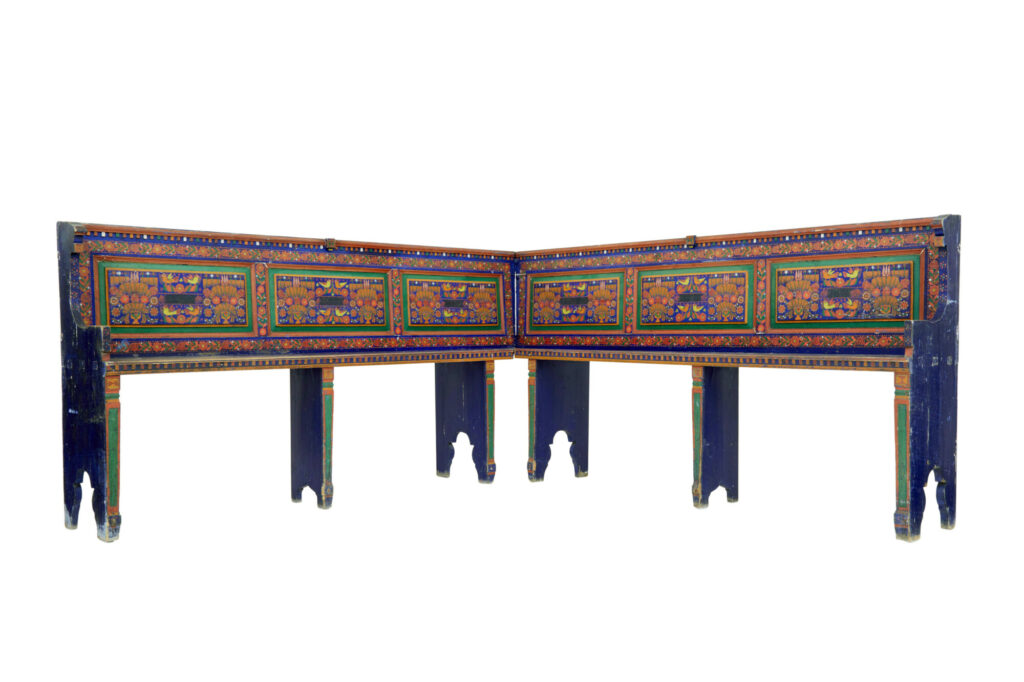 19th Century Hand Painted Folk Art Corner Seat