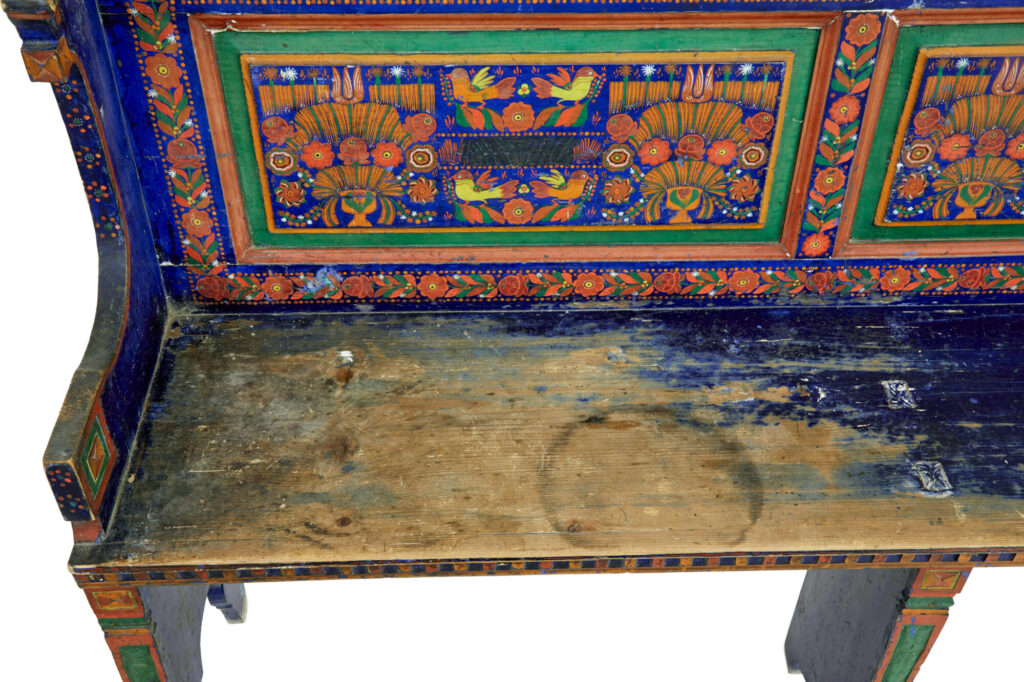 19th Century Hand Painted Folk Art Corner Seat — image 6