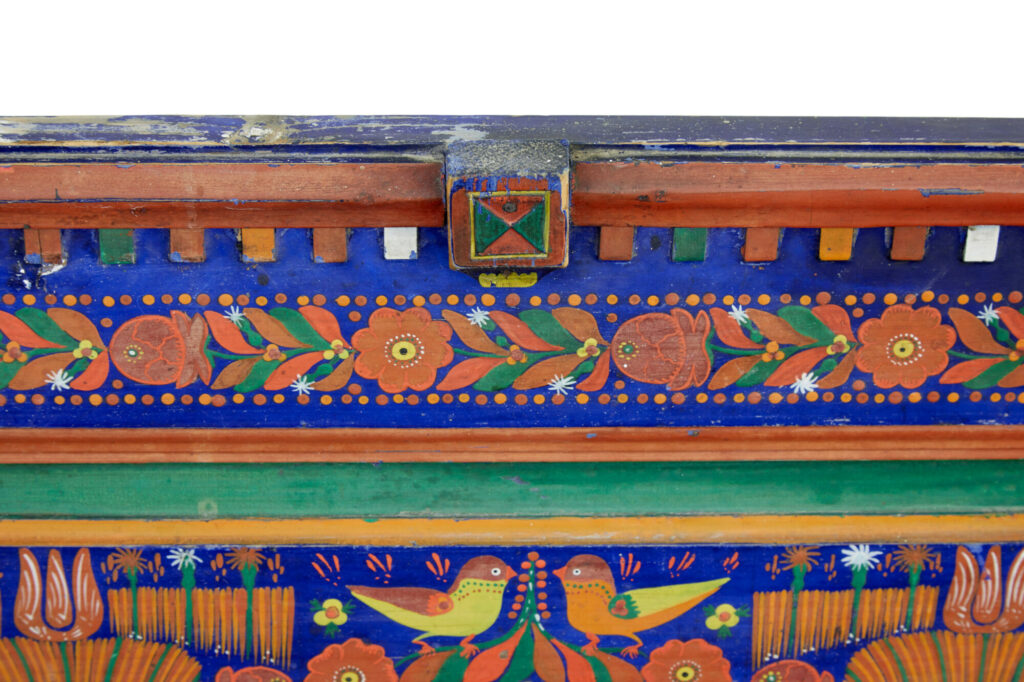 19th Century Hand Painted Folk Art Corner Seat — image 5