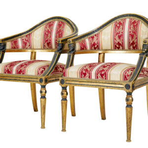 PAIR OF 19TH CENTURY SWEDISH CARVED GILT ARMCHAIRS