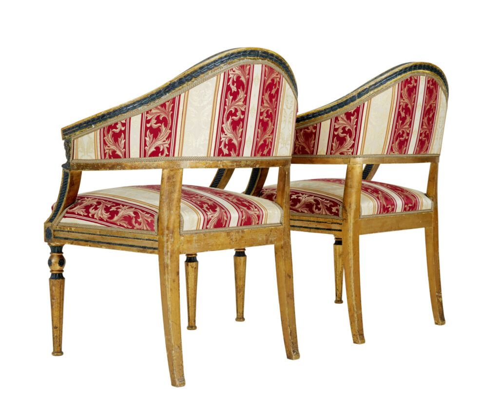 Pair of 19th Century Swedish Carved Gilt Armchairs — image 9