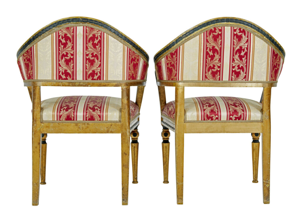 Pair of 19th Century Swedish Carved Gilt Armchairs — image 8