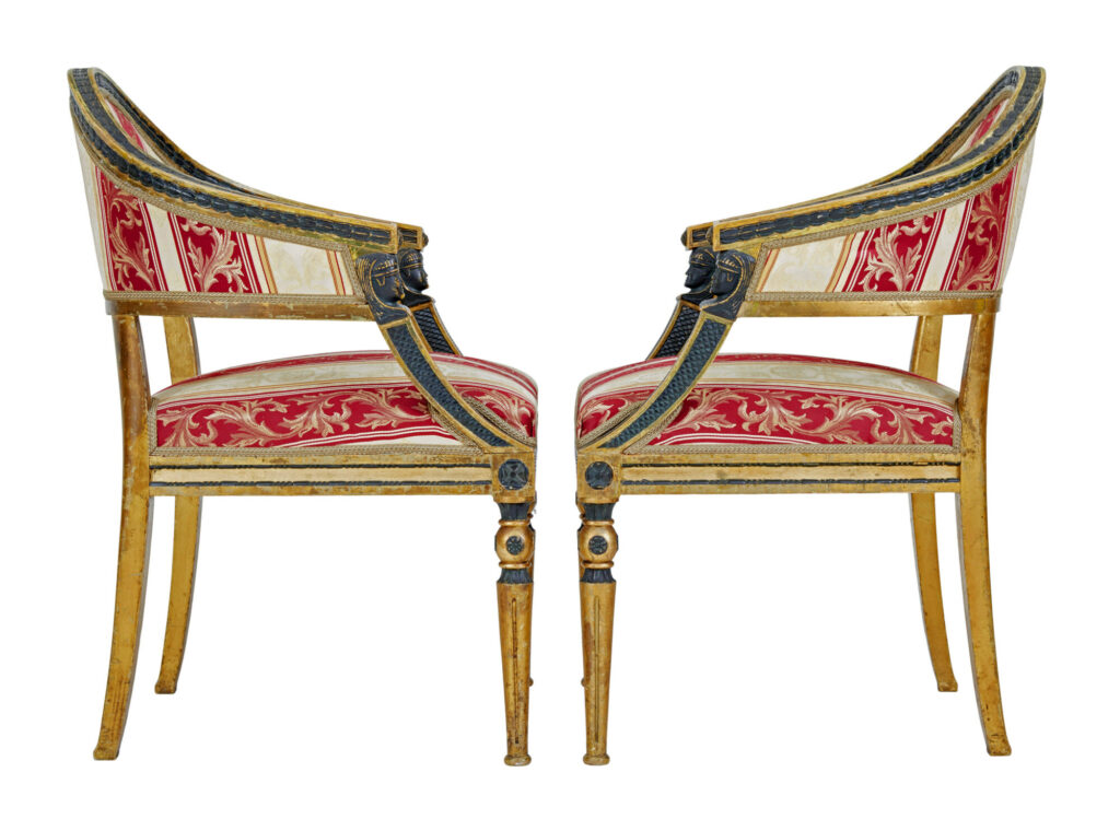 Pair of 19th Century Swedish Carved Gilt Armchairs — image 6