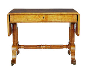 19th Century Burr Birch Biedermeier Sofa Table — thumbnail 4