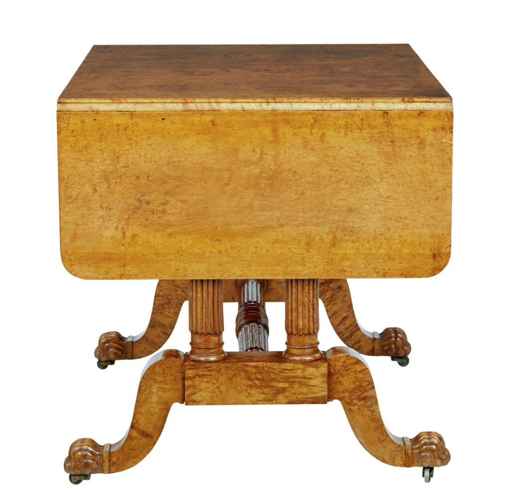 19th Century Burr Birch Biedermeier Sofa Table — image 10