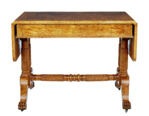 19th Century Burr Birch Biedermeier Sofa Table — thumbnail 9