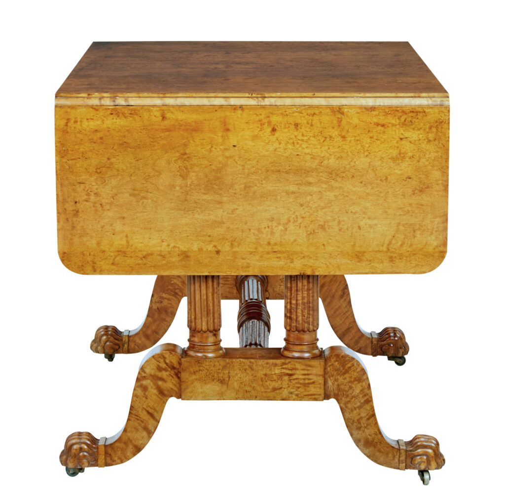 19th Century Burr Birch Biedermeier Sofa Table — image 8