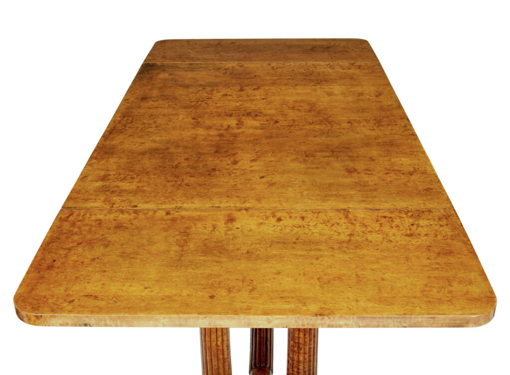 19th Century Burr Birch Biedermeier Sofa Table — image 7