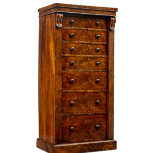EARLY VICTORIAN BURR WALNUT WELLINGTON CHEST