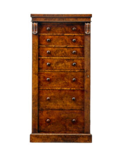 Early Victorian Burr Walnut Wellington Chest — thumbnail 9