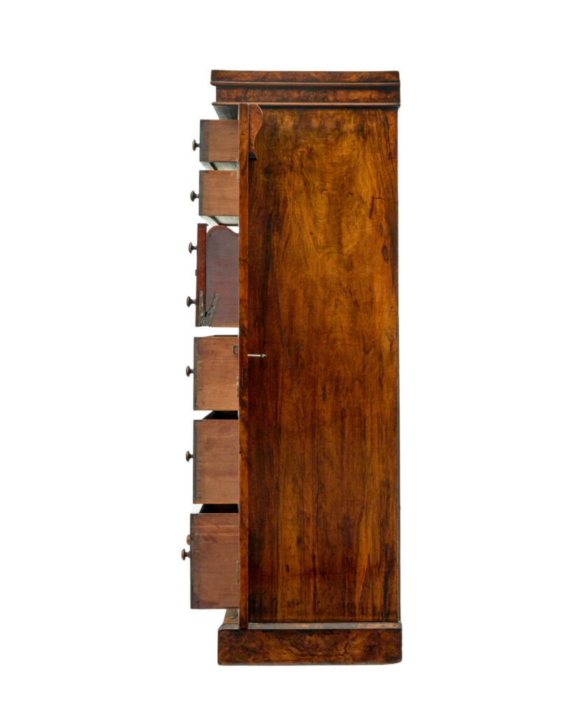 Early Victorian Burr Walnut Wellington Chest — image 8