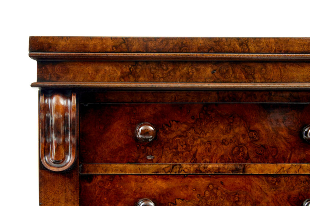 Early Victorian Burr Walnut Wellington Chest — image 5