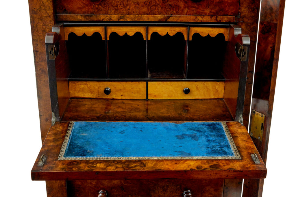 Early Victorian Burr Walnut Wellington Chest — image 4