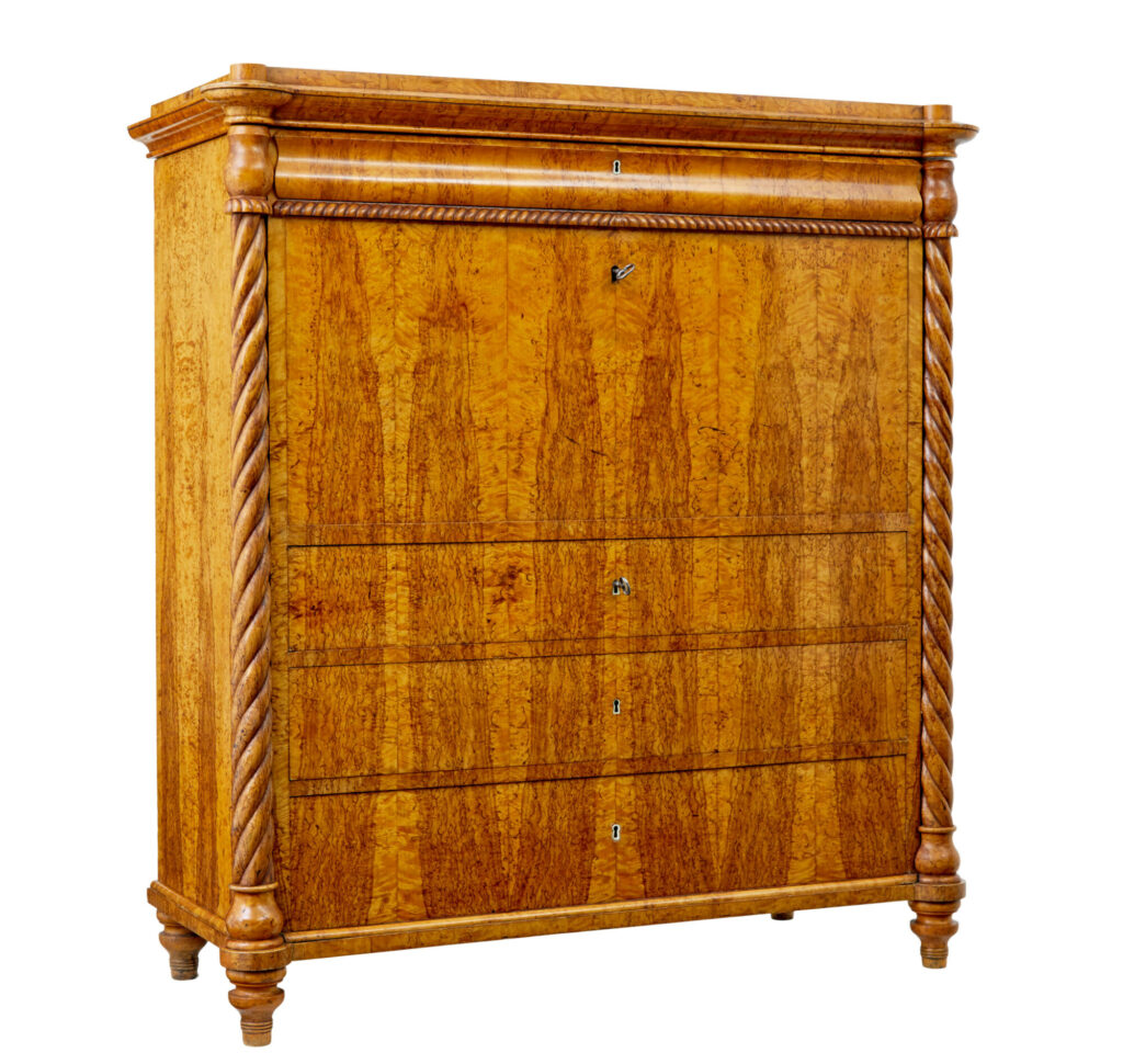 Mid 19th Century Swedish Burr Birch Escritoire
