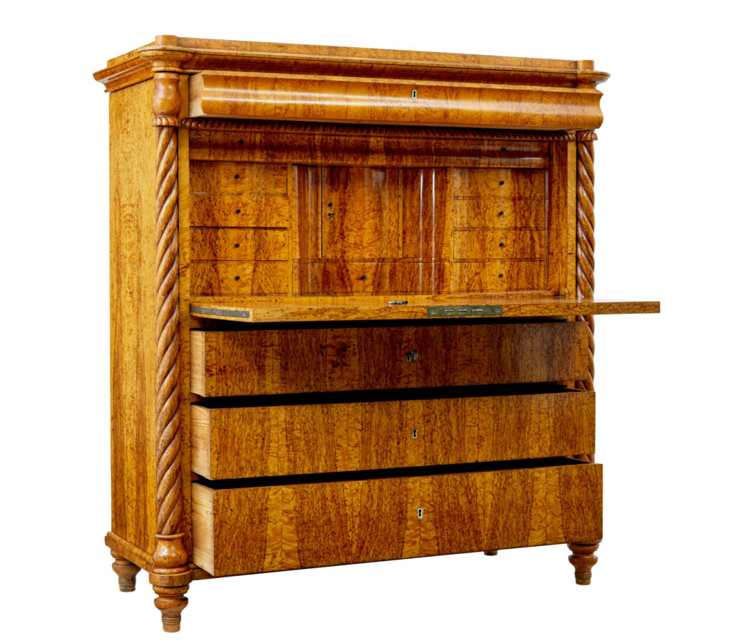 Mid 19th Century Swedish Burr Birch Escritoire — image 14