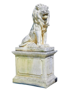 Fine Pair of Mid Century Carved Stone Lion Statues — thumbnail 16