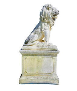 Fine Pair of Mid Century Carved Stone Lion Statues — thumbnail 15