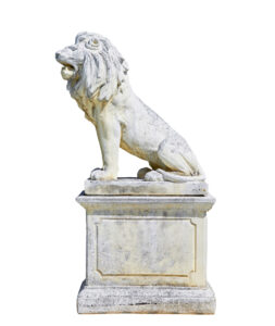 Fine Pair of Mid Century Carved Stone Lion Statues — thumbnail 14