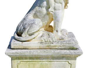 Fine Pair of Mid Century Carved Stone Lion Statues — thumbnail 12
