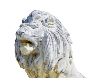 Fine Pair of Mid Century Carved Stone Lion Statues — thumbnail 10