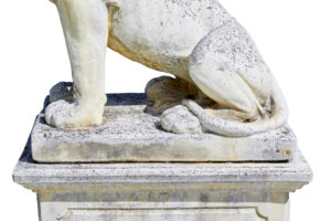 Fine Pair of Mid Century Carved Stone Lion Statues — thumbnail 9