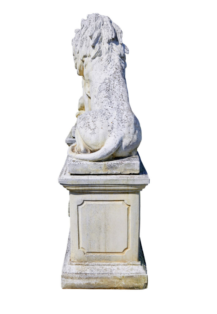 Fine Pair of Mid Century Carved Stone Lion Statues — image 8