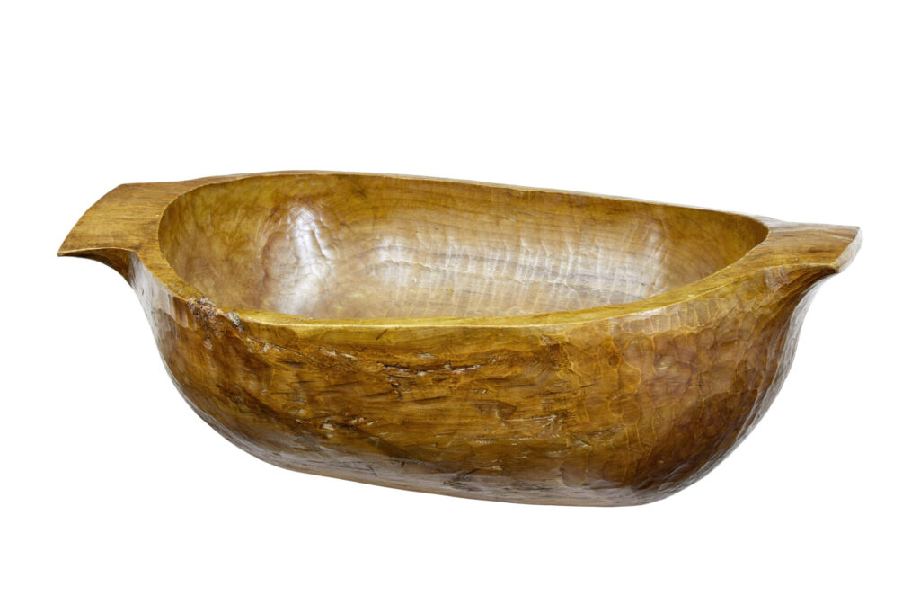 Hand Polished Large Early 20th Century Carved Bowl — image 1