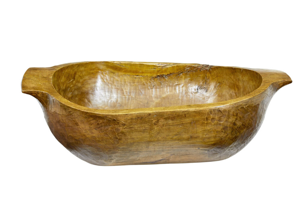 Hand Polished Large Early 20th Century Carved Bowl — image 3