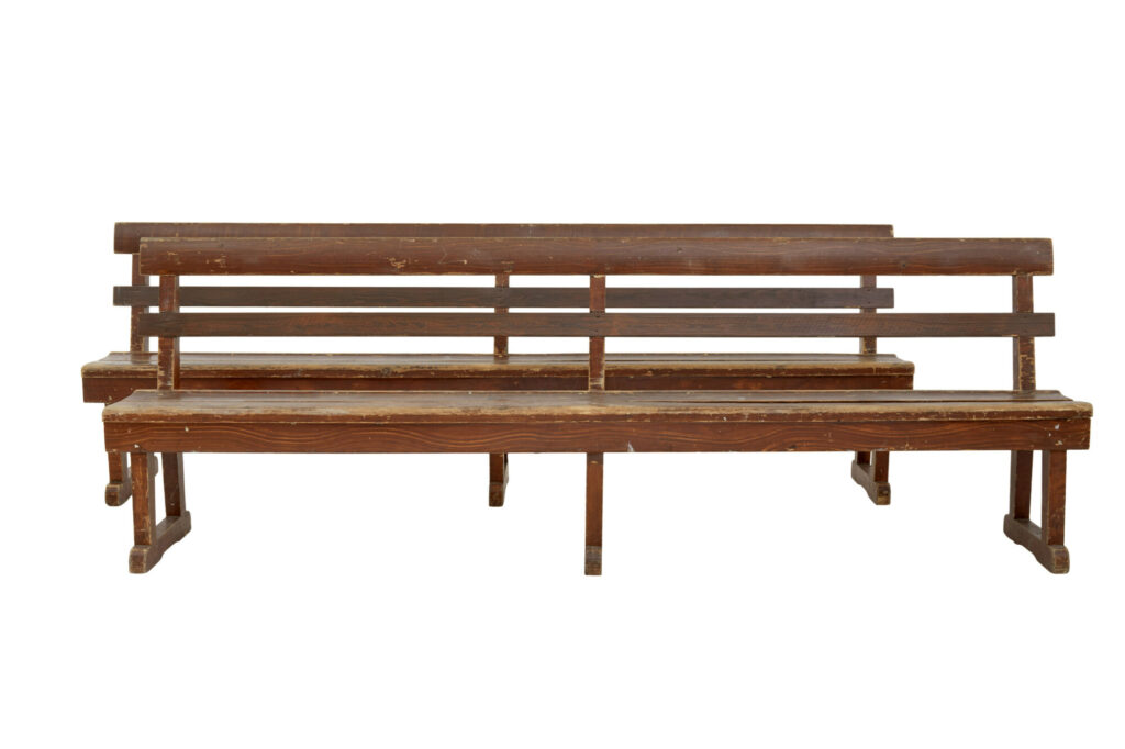 Pair of Scandinavian Painted Pine Benches — image 2