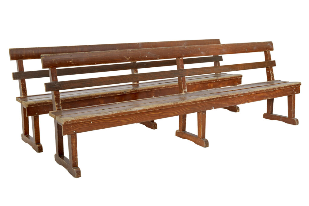 Pair of Scandinavian Painted Pine Benches