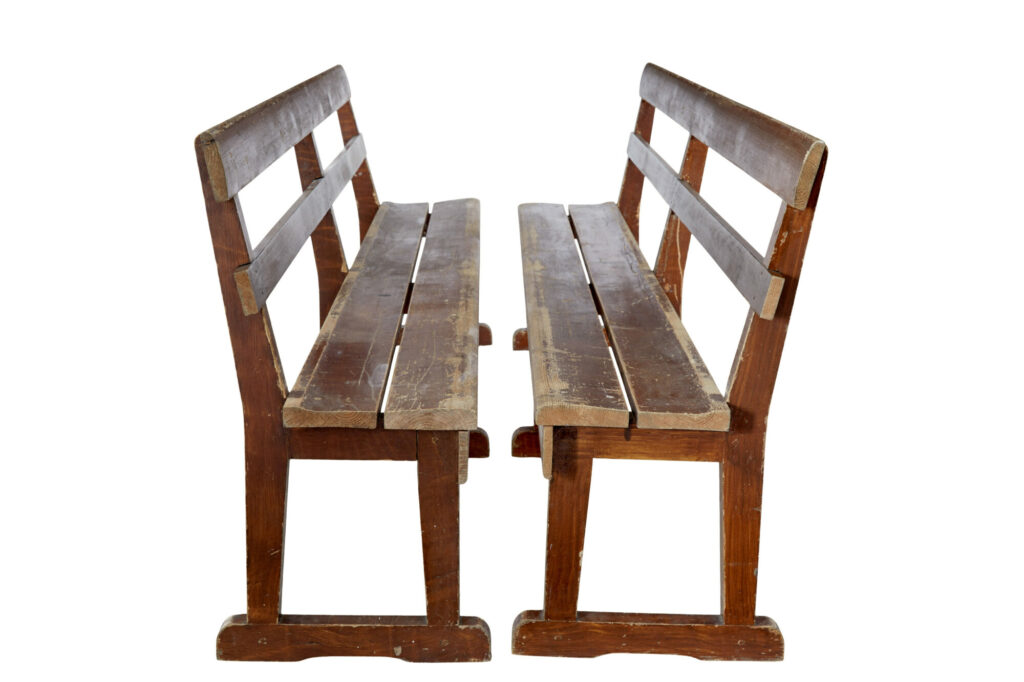 Pair of Scandinavian Painted Pine Benches — image 6