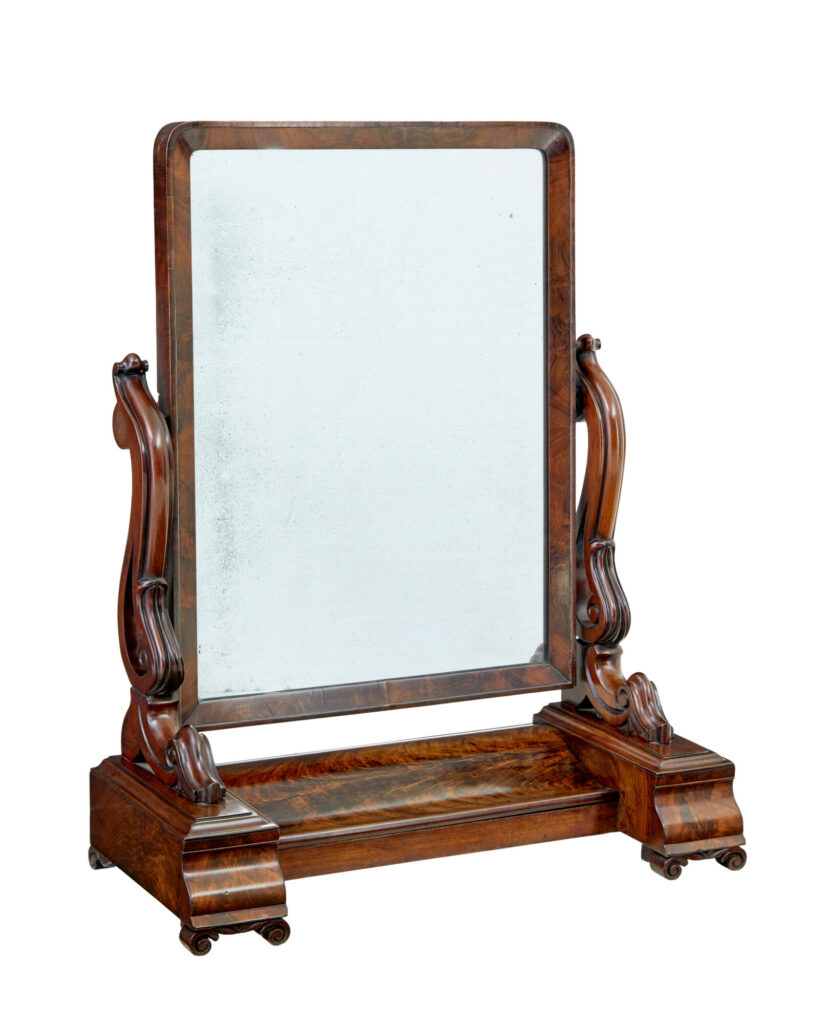 Large 19th Century Early Victorian Mahogany Vanity Mirror
