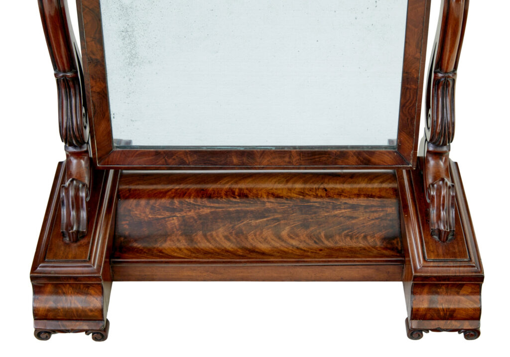 Large 19th Century Early Victorian Mahogany Vanity Mirror — image 3