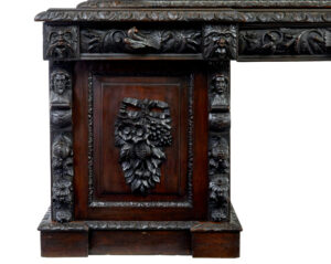 19th Century Carved Gothic Revival Oak Mirrored Buffet Sideboard — thumbnail 11